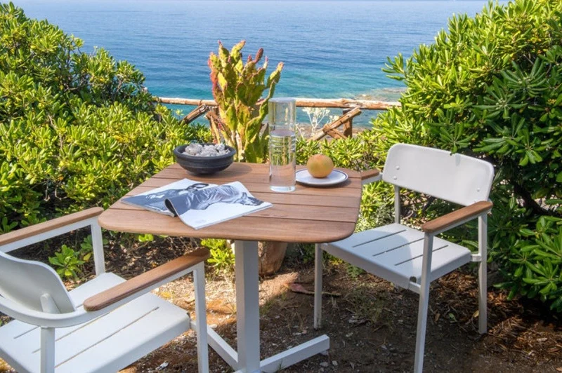 Table de repas SHINE 79 X 79 cm - Plateau Teck
