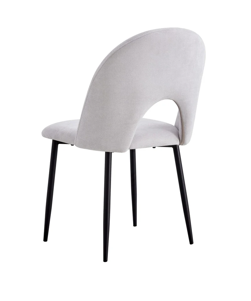 CHAISE TEDDY CHENILLE LIGHT GREY PIED METAL NOIR