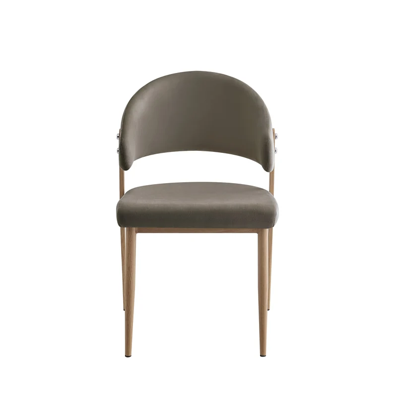 CHAISE LAMIA PIEDS EFFET BOIS TISSU VELOURS TAUPE