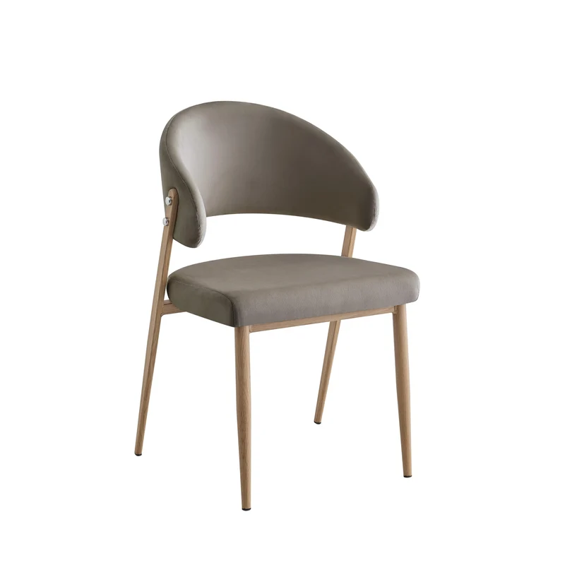 CHAISE LAMIA PIEDS EFFET BOIS TISSU VELOURS TAUPE