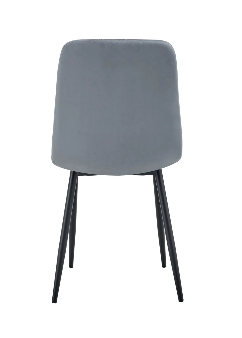 CHAISE ELISA PIED METAL NOIR VELOURS GRIS