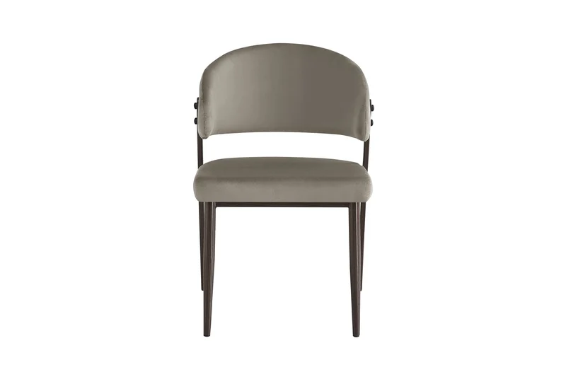 CHAISE LAMIA PIEDS EFFET NOYER TISSU VELOURS TAUPE
