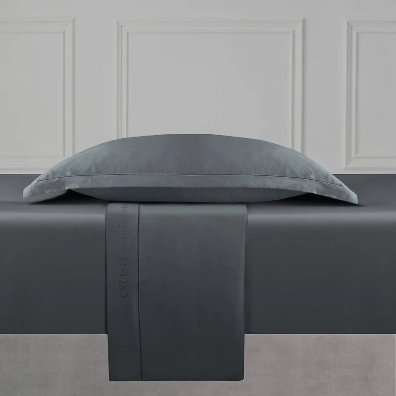 Drap plat satin de coton - Uni 1 baratta Gris 02