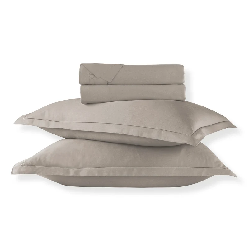 Ensemble de draps satin de coton - Uni 1 baratta Taupe 01