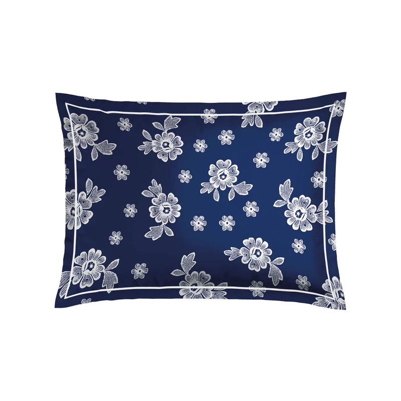 Taie d'oreiller satin de coton - Blossom Bleu foncé