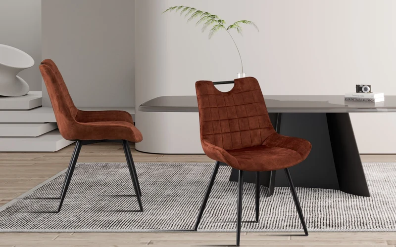 Chaise Nina Velours Rouille