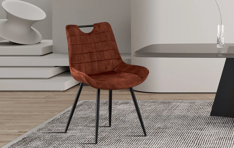 Chaise Nina Velours Rouille