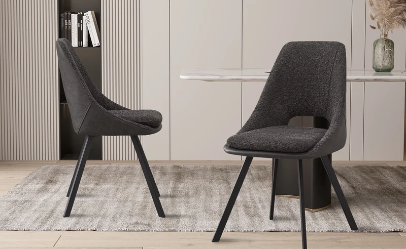 Chaise Filou Bouclé Gris Dos Gris clair