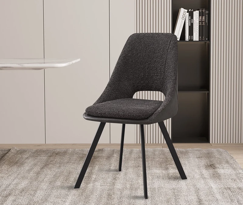 Chaise Filou Bouclé Gris Dos Gris clair