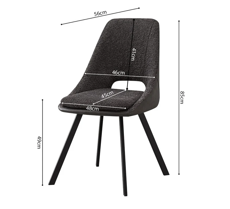 Chaise Filou Bouclé Gris Dos Gris clair