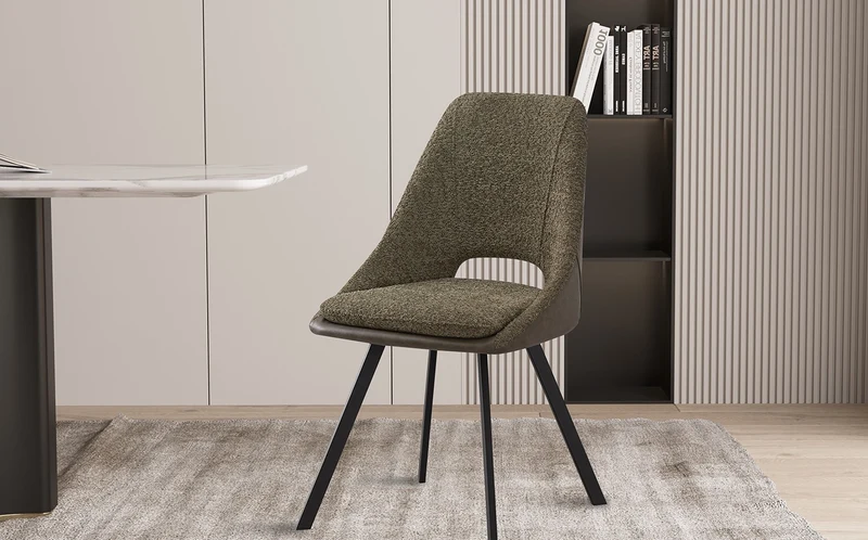 Chaise Filou Bouclé Vert Dos Vert foncé