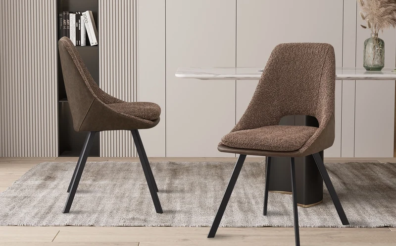 Chaise Filou Bouclé Sable Dos Brun