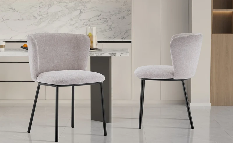 Chaise Arthur Tissu chenille Beige