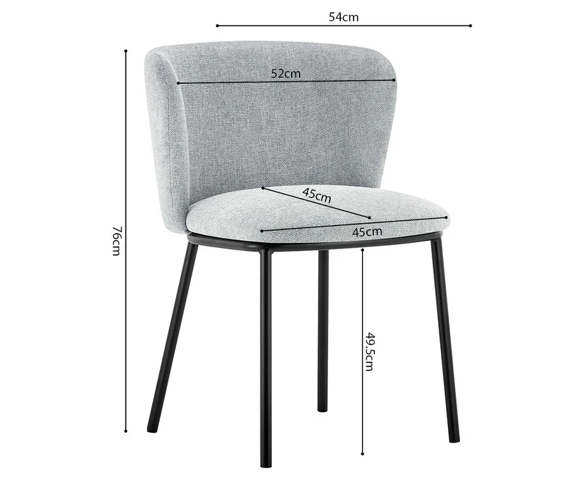 Chaise Arthur Tissu chenille Gris clair