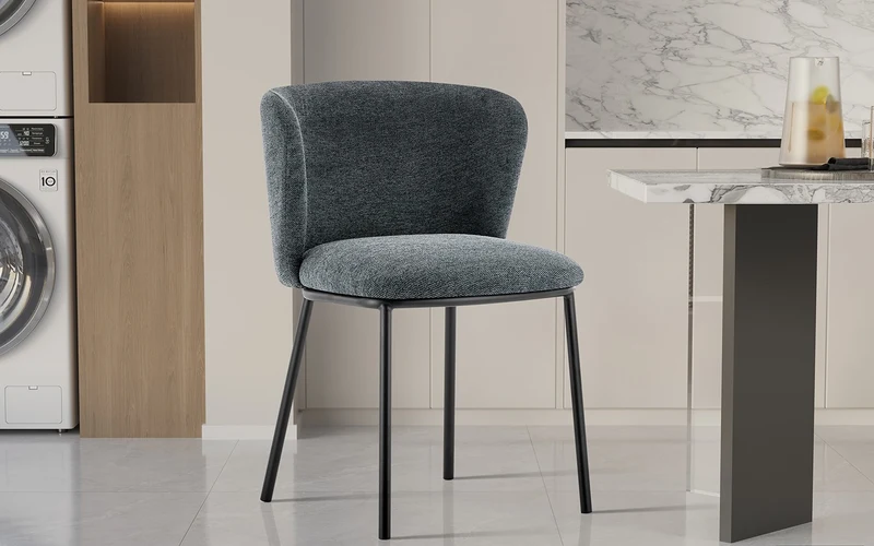 Chaise Arthur Tissu chenille Gris foncé