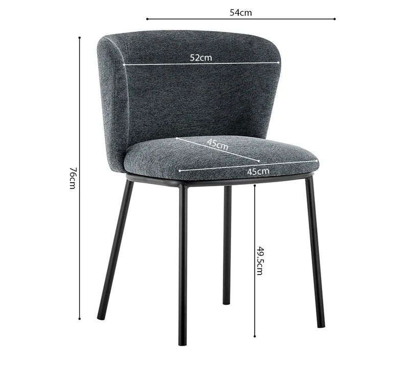 Chaise Arthur Tissu chenille Gris foncé