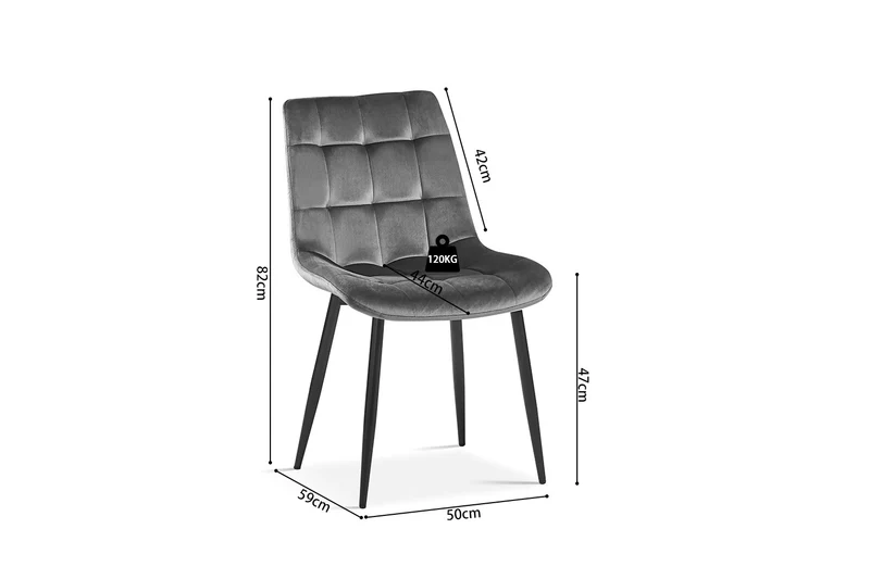 Chaise Juta Velours Gris foncé