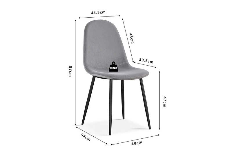 Chaise Boy Velours Gris