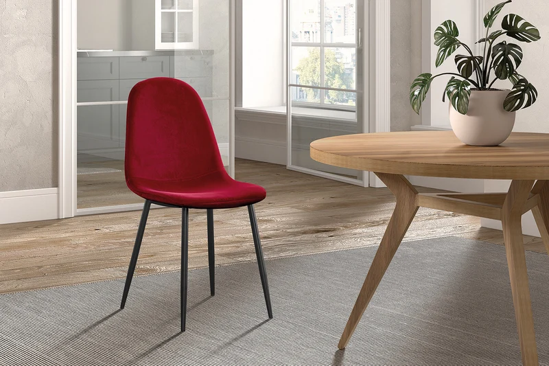 Chaise Boy Velours Bordeaux