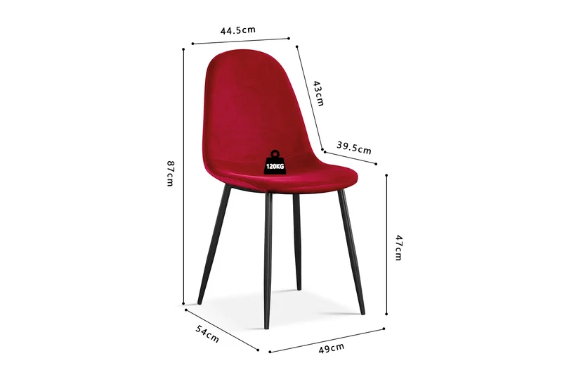 Chaise Boy Velours Bordeaux