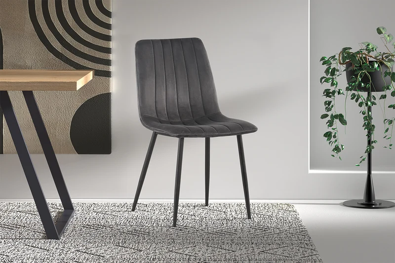 Chaise Willis Velours Gris