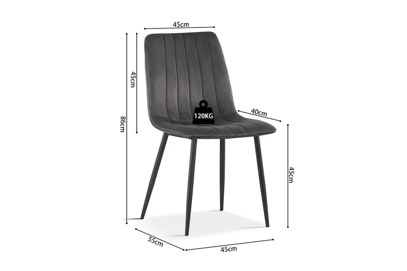Chaise Willis Velours Gris