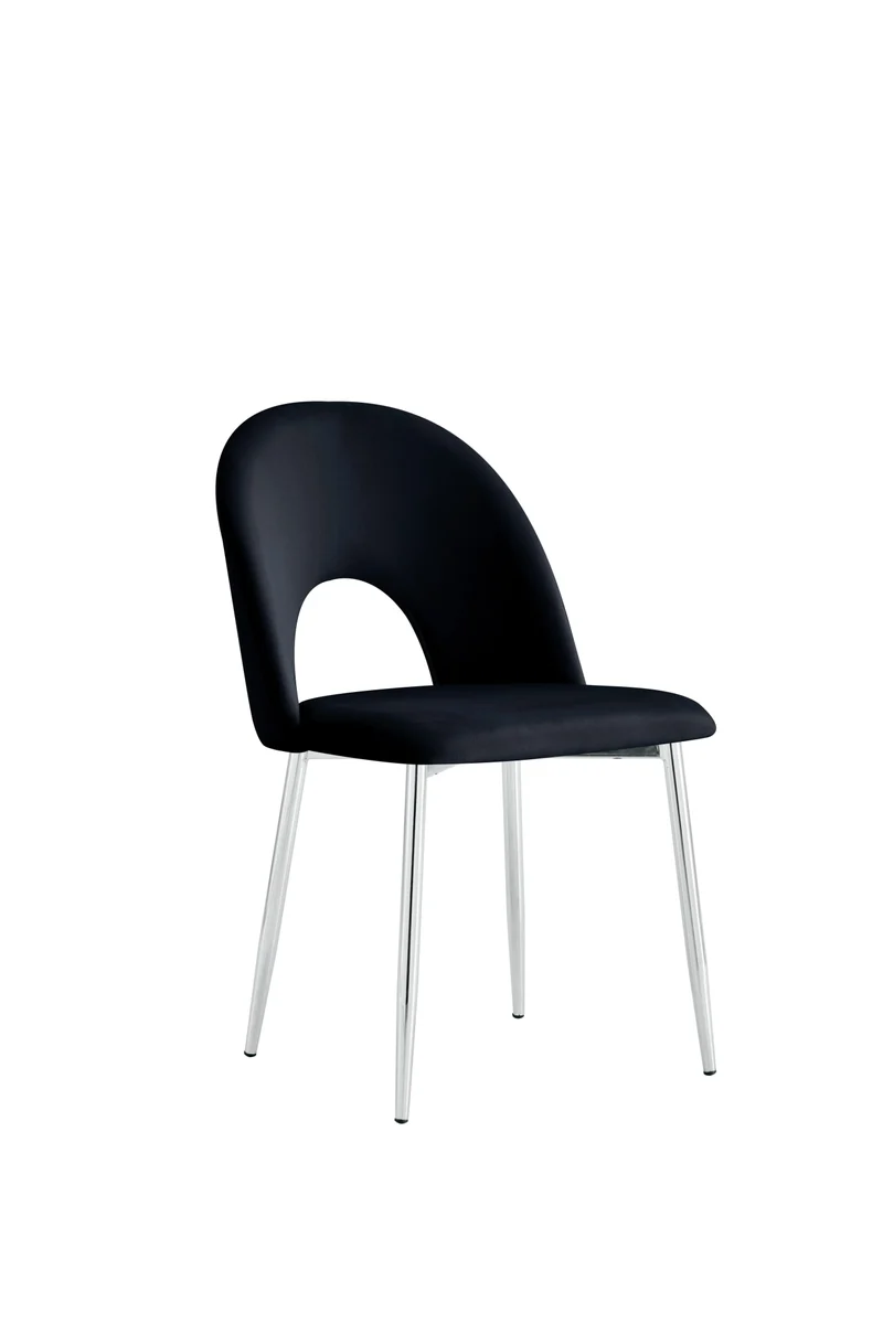 CHAISE TEDDY NOIR PIED CHROME
