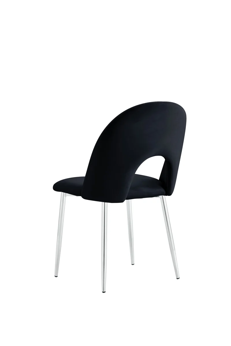 CHAISE TEDDY NOIR PIED CHROME