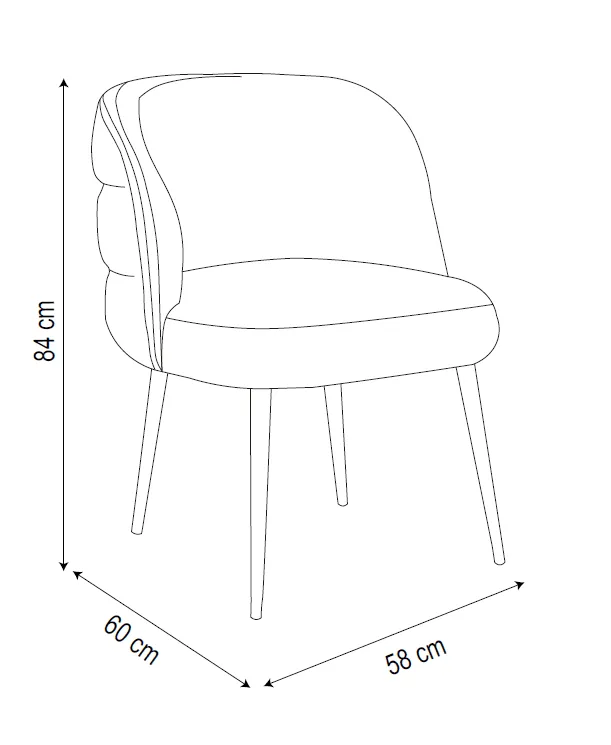 CHAISE SACHA PIEDS METAL NOIR ASSISE MOKA TISSU EFFET LIN