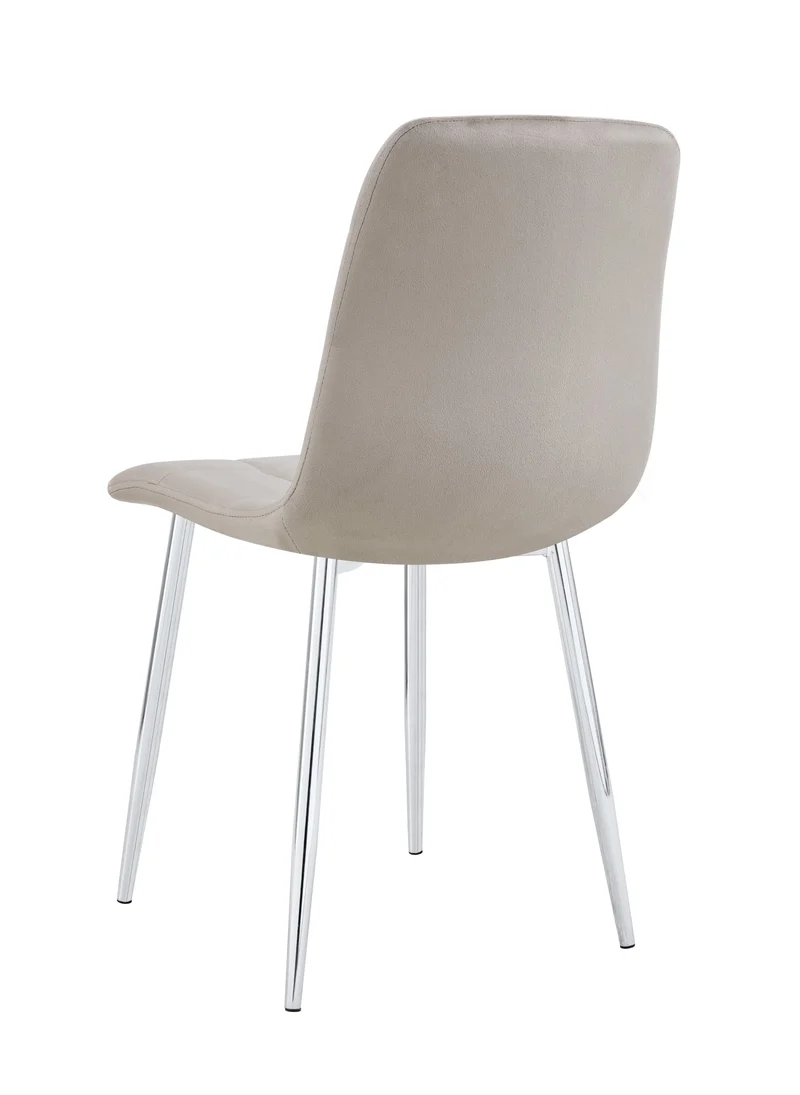 CHAISE ELISA PIED CHROME VELOURS TAUPE