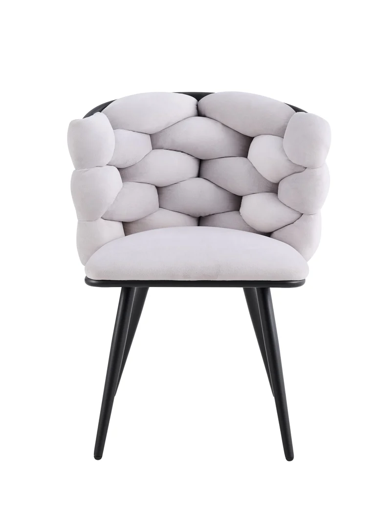 CHAISE LOLIPOP PIEDS METAL NOIR VELOURS LIGHT GRIS