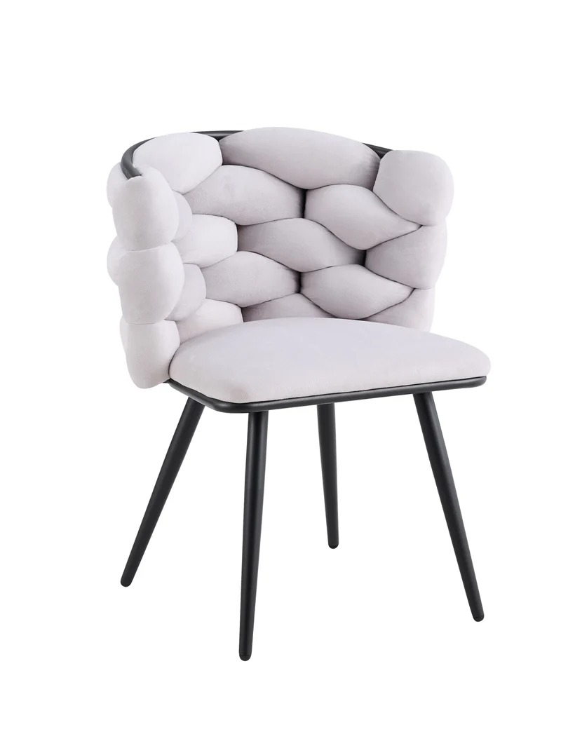 CHAISE LOLIPOP PIEDS METAL NOIR VELOURS LIGHT GRIS