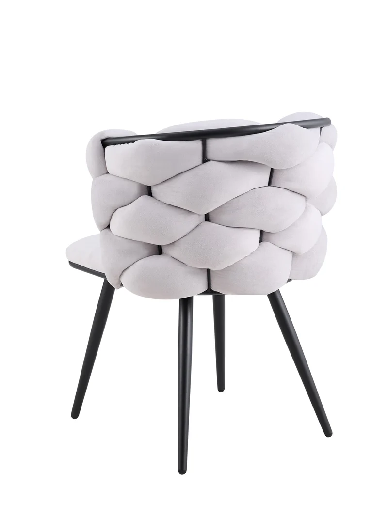 CHAISE LOLIPOP PIEDS METAL NOIR VELOURS LIGHT GRIS