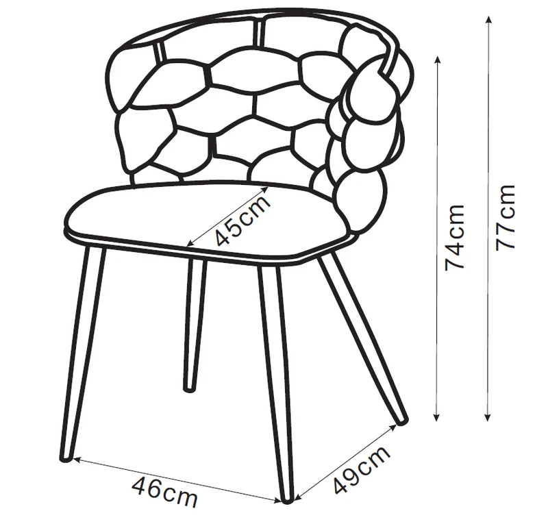 CHAISE LOLIPOP PIEDS METAL NOIR VELOURS LIGHT GRIS