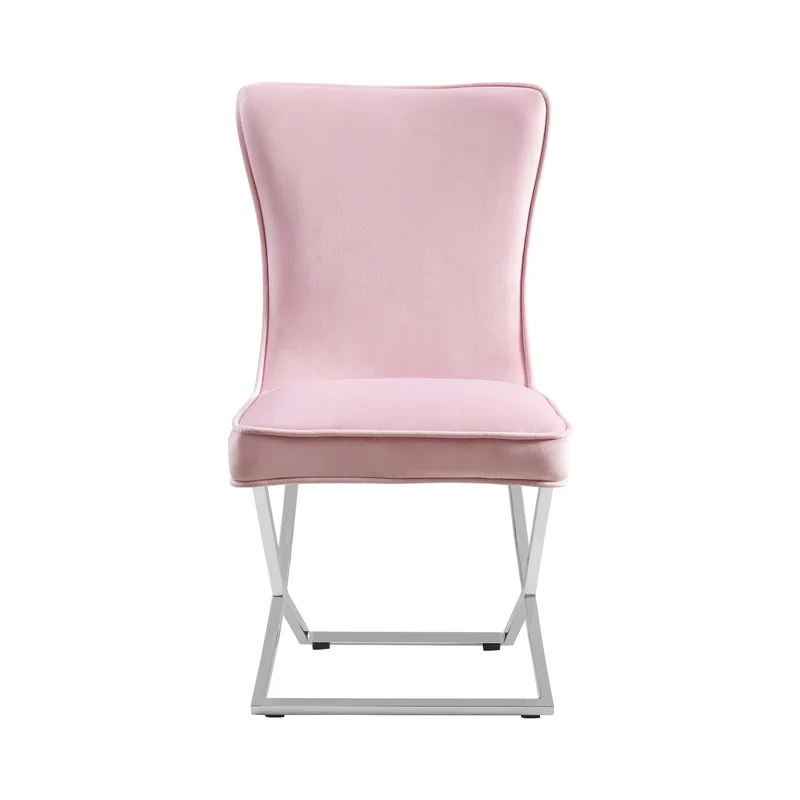 CHAISE GABRIELLE CHROME VELOURS ROSE PALE