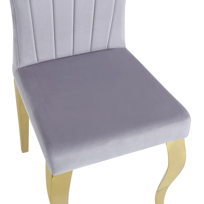 Chaises baroque Louis pied gold tissu velours gris