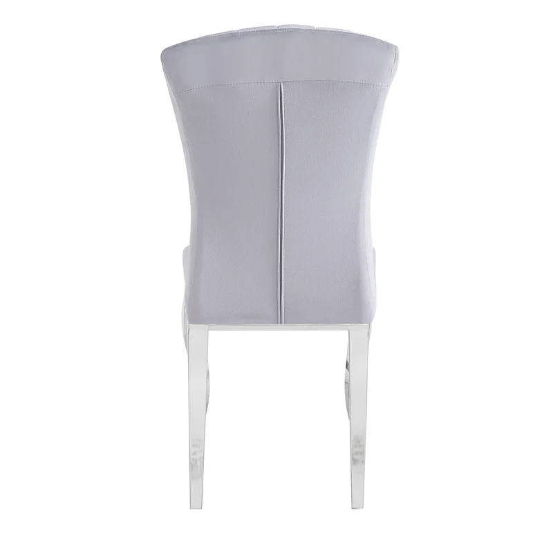 Chaises baroque Louis pied chrome tissu velours gris