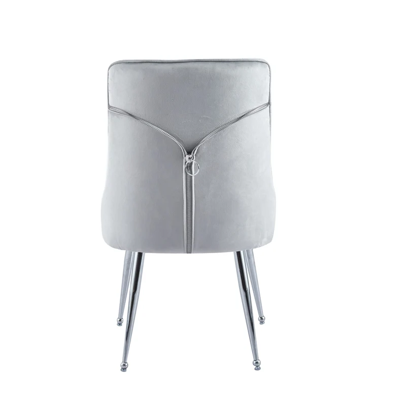 CHAISE ZIP CHROME VELOURS GRIS