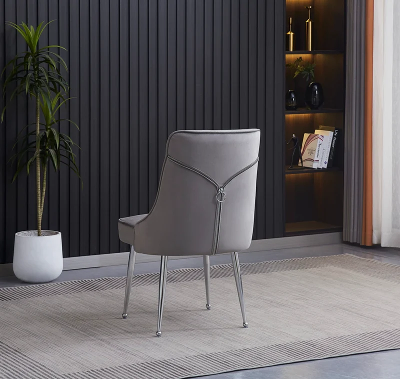 CHAISE ZIP CHROME VELOURS GRIS