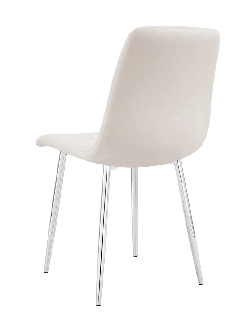 CHAISE ELISA PIED CHROME VELOURS BEIGE