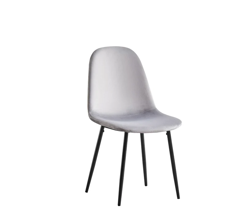 CHAISE SCANDINAVE PIED NOIR VELOURS GRIS