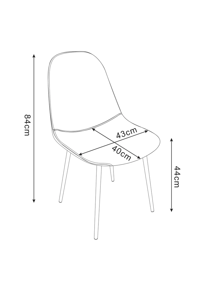 CHAISE SCANDINAVE PIED NOIR VELOURS GRIS
