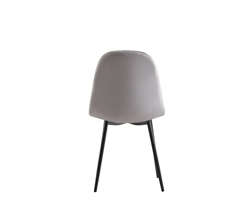 CHAISE SCANDINAVE PIED NOIR VELOURS GRIS