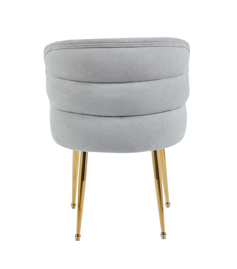 CHAISE SACHA PIEDS GOLD ASSISE GRIS TISSU EFFET LIN