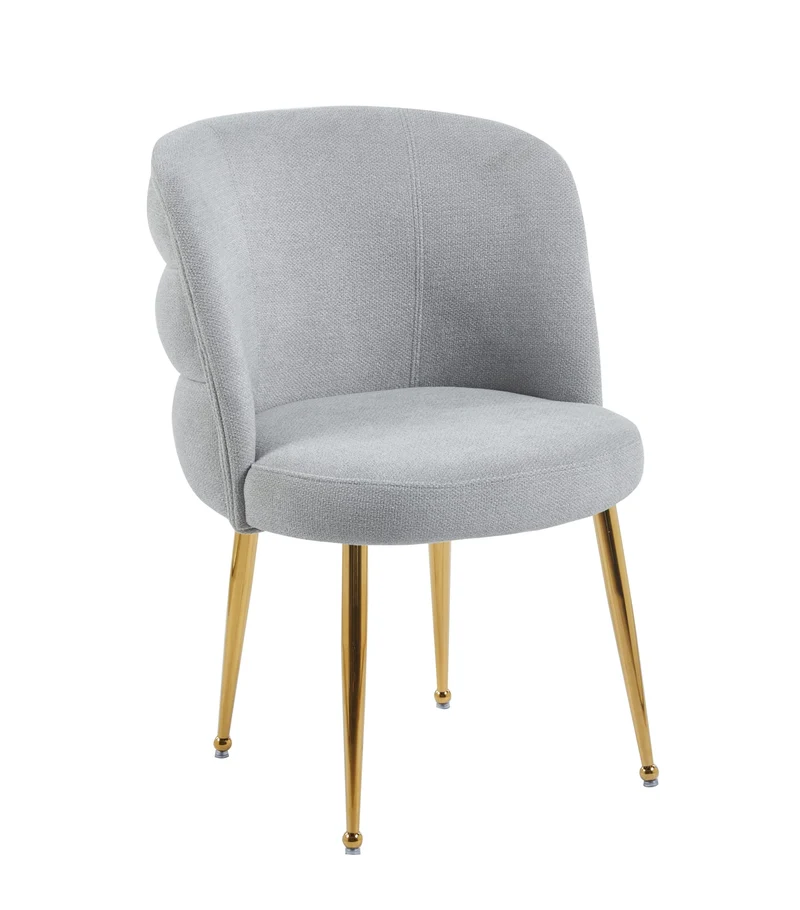 CHAISE SACHA PIEDS GOLD ASSISE GRIS TISSU EFFET LIN