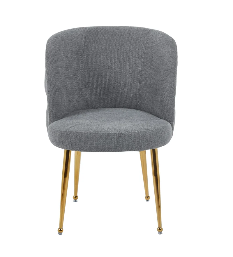 CHAISE SACHA PIEDS GOLD ASSISE ANTHRACITE TISSU EFFET LIN