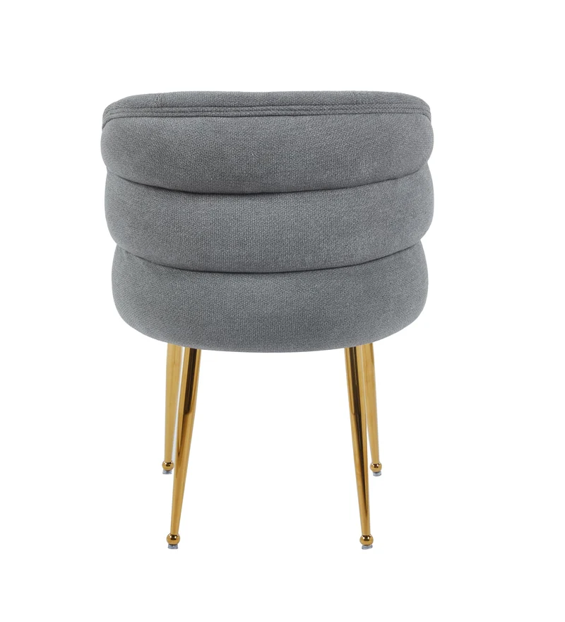 CHAISE SACHA PIEDS GOLD ASSISE ANTHRACITE TISSU EFFET LIN