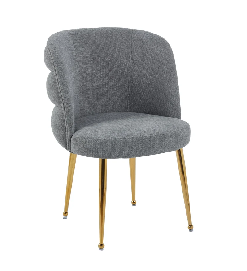 CHAISE SACHA PIEDS GOLD ASSISE ANTHRACITE TISSU EFFET LIN