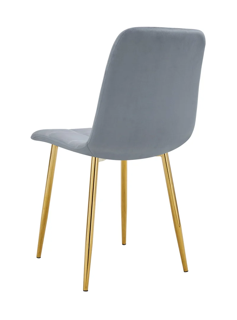 CHAISE ELISA PIED GOLD VELOURS GRIS