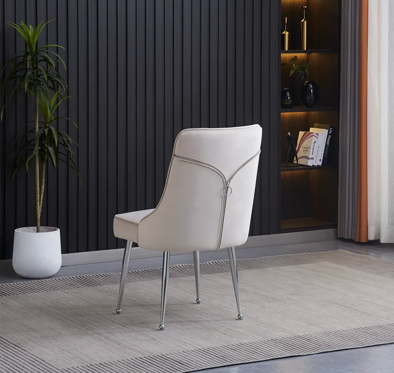 CHAISE ZIP CHROME VELOURS BEIGE